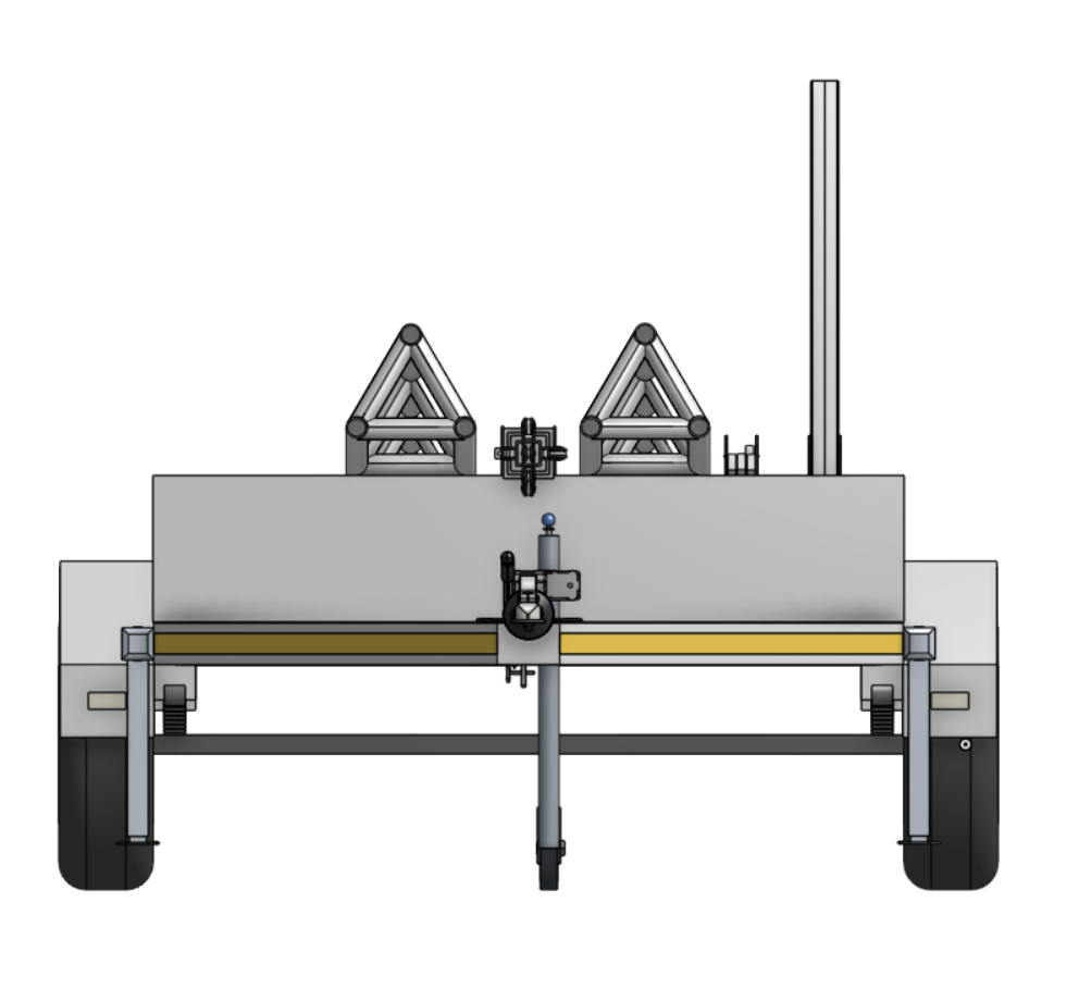 Front CAD view of the telescopic mast packed for transport