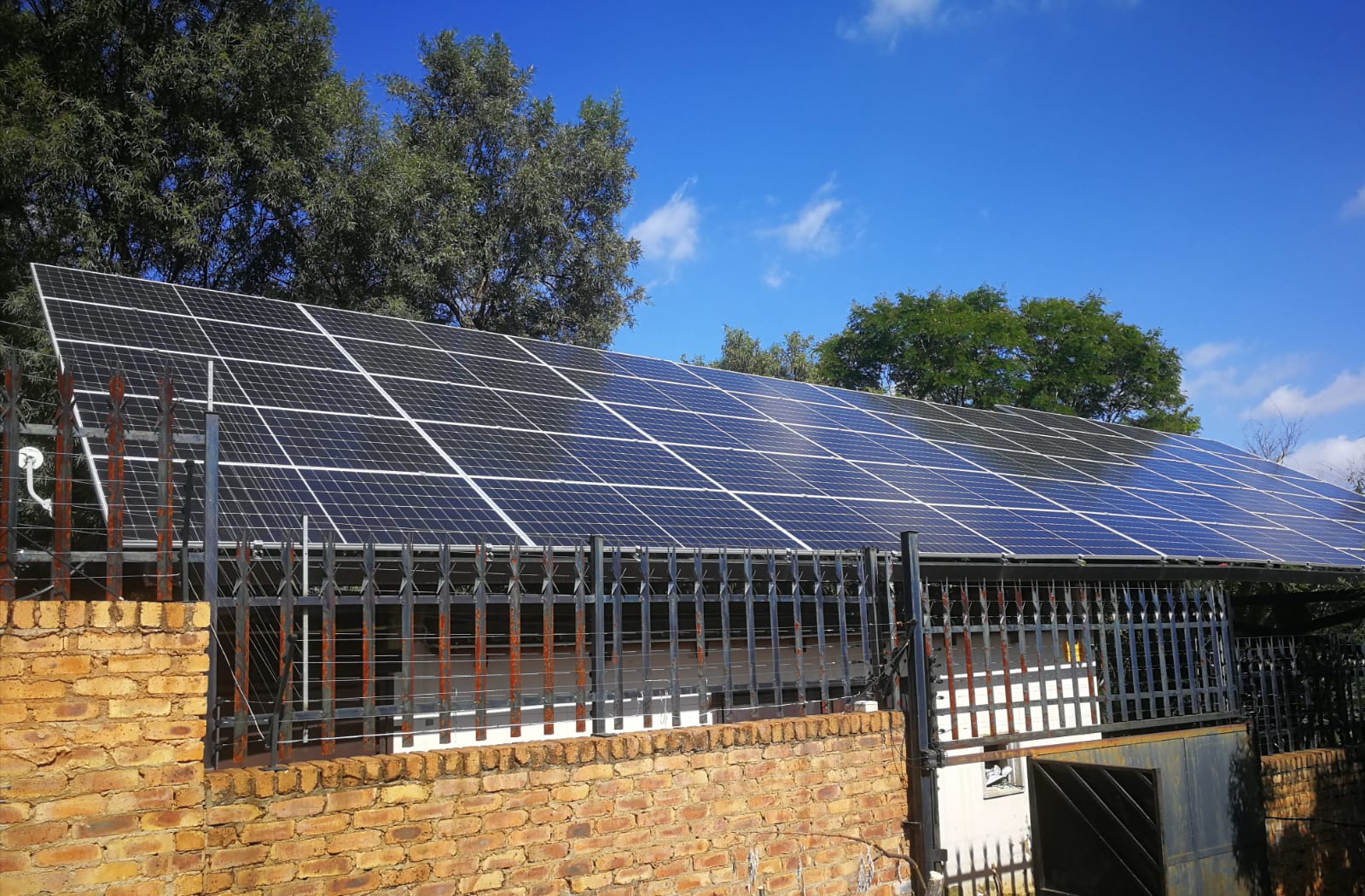 Solar carport installation viewed from the street